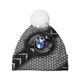 Шапка 3D c помпоном с принтом BMW Carboniferous 2018 в Тюмени, 100% полиэстер | универсальный размер, печать по всей поверхности изделия | abstraction | carboniferous | карбон | текстуры
