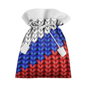 Подарочный 3D мешок с принтом Вязаный триколор в Тюмени, 100% полиэстер | Размер: 29*39 см | 3д | russia | абстракция | белый | вязаный | диагональ | женщинам | иллюзия | красный | мужчинам | патриотам | россия | русский торговый флаг | синий | спорт | триколор | флаг россии