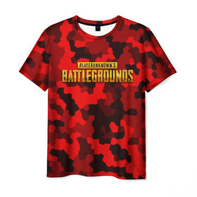 Мужская футболка 3D с принтом PUBG Red Military в Тюмени, 100% полиэфир | прямой крой, круглый вырез горловины, длина до линии бедер | battle royal | playerunknowns battlegrounds | pubg | пабг | пубг