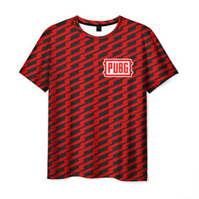 Мужская футболка 3D с принтом PUBG Red Line в Тюмени, 100% полиэфир | прямой крой, круглый вырез горловины, длина до линии бедер | playerunknowns battlegrounds | pubg | шутеры