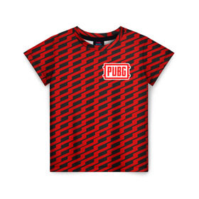 Детская футболка 3D с принтом PUBG Red Line в Тюмени, 100% гипоаллергенный полиэфир | прямой крой, круглый вырез горловины, длина до линии бедер, чуть спущенное плечо, ткань немного тянется | Тематика изображения на принте: playerunknowns battlegrounds | pubg | шутеры