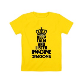 Детская футболка хлопок с принтом Keep calm and listen ID в Тюмени, 100% хлопок | круглый вырез горловины, полуприлегающий силуэт, длина до линии бедер | Тематика изображения на принте: альтернативный | американская | группа | драгонс | имеджин | инди | индирок | поп | рок | электроник