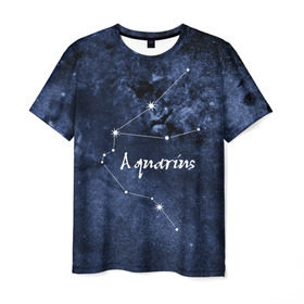 Мужская футболка 3D с принтом Водолей (Aquarius) в Тюмени, 100% полиэфир | прямой крой, круглый вырез горловины, длина до линии бедер | aquarius | водолей | звезды | знаки зодиака | космос | созвездие