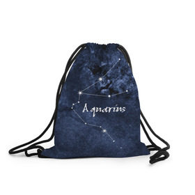 Рюкзак-мешок 3D с принтом Водолей (Aquarius) в Тюмени, 100% полиэстер | плотность ткани — 200 г/м2, размер — 35 х 45 см; лямки — толстые шнурки, застежка на шнуровке, без карманов и подкладки | aquarius | водолей | звезды | знаки зодиака | космос | созвездие