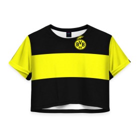 Женская футболка 3D укороченная с принтом Borussia 2018 Black and Yellow в Тюмени, 100% полиэстер | круглая горловина, длина футболки до линии талии, рукава с отворотами | боруссия | дортмунд