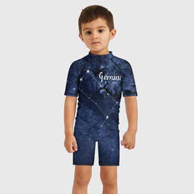 Детский купальный костюм 3D с принтом Близнецы (Gemini) в Тюмени, Полиэстер 85%, Спандекс 15% | застежка на молнии на спине | gemini | близнецы | звезды | знаки зодиака | космос | созвездие