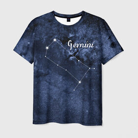 Мужская футболка 3D с принтом Близнецы (Gemini) в Тюмени, 100% полиэфир | прямой крой, круглый вырез горловины, длина до линии бедер | gemini | близнецы | звезды | знаки зодиака | космос | созвездие