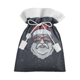 Подарочный 3D мешок с принтом Santa hipster в Тюмени, 100% полиэстер | Размер: 29*39 см | Тематика изображения на принте: 