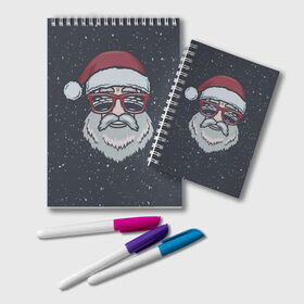 Блокнот с принтом Santa hipster в Тюмени, 100% бумага | 48 листов, плотность листов — 60 г/м2, плотность картонной обложки — 250 г/м2. Листы скреплены удобной пружинной спиралью. Цвет линий — светло-серый
 | 