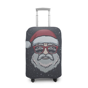 Чехол для чемодана 3D с принтом Santa hipster в Тюмени, 86% полиэфир, 14% спандекс | двустороннее нанесение принта, прорези для ручек и колес | 