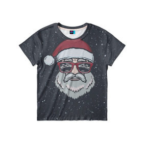 Детская футболка 3D с принтом Santa hipster в Тюмени, 100% гипоаллергенный полиэфир | прямой крой, круглый вырез горловины, длина до линии бедер, чуть спущенное плечо, ткань немного тянется | 