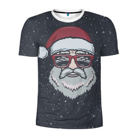 Мужская футболка 3D спортивная с принтом Santa hipster в Тюмени, 100% полиэстер с улучшенными характеристиками | приталенный силуэт, круглая горловина, широкие плечи, сужается к линии бедра | 