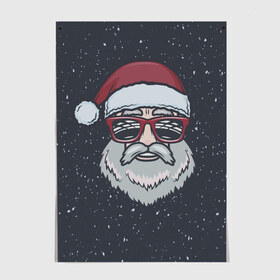 Постер с принтом Santa hipster в Тюмени, 100% бумага
 | бумага, плотность 150 мг. Матовая, но за счет высокого коэффициента гладкости имеет небольшой блеск и дает на свету блики, но в отличии от глянцевой бумаги не покрыта лаком | 