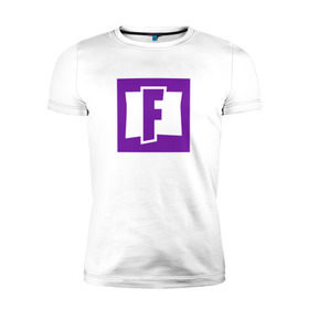 Мужская футболка премиум с принтом Fortnite logo в Тюмени, 92% хлопок, 8% лайкра | приталенный силуэт, круглый вырез ворота, длина до линии бедра, короткий рукав | 