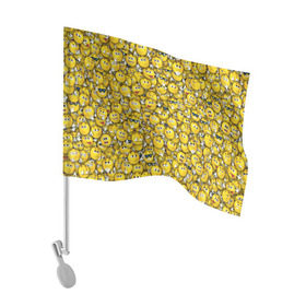 Флаг для автомобиля с принтом Веселые смайлики в Тюмени, 100% полиэстер | Размер: 30*21 см | emoji | smile | желтый | круглый | лица | паттерн | смайл | улыбка | эмоции