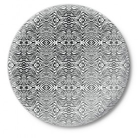 Значок с принтом Зебра в Тюмени,  металл | круглая форма, металлическая застежка в виде булавки | африка | зебра | текстура