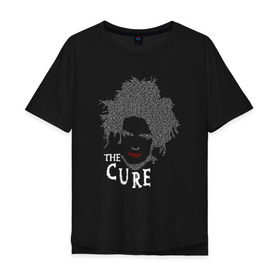 Мужская футболка хлопок Oversize с принтом The Cure - face в Тюмени, 100% хлопок | свободный крой, круглый ворот, “спинка” длиннее передней части | Тематика изображения на принте: cure | рок