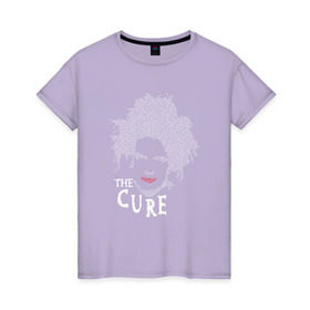 Женская футболка хлопок с принтом The Cure - face в Тюмени, 100% хлопок | прямой крой, круглый вырез горловины, длина до линии бедер, слегка спущенное плечо | cure | рок