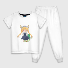 Детская пижама хлопок с принтом Тору в Тюмени, 100% хлопок |  брюки и футболка прямого кроя, без карманов, на брюках мягкая резинка на поясе и по низу штанин
 | anime | аниме | дракон горничная кобаяши сан | тору