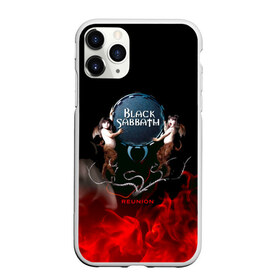 Чехол для iPhone 11 Pro Max матовый с принтом Black Sabbath reunion в Тюмени, Силикон |  | Тематика изображения на принте: black sabbath | ozzy osbourne | ангелы | билл уорд | гизер батлер | костер | огонь | осборн оззи | пламя | тони айомми | черти