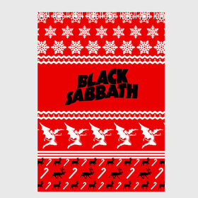 Скетчбук с принтом Праздничный Black Sabbath в Тюмени, 100% бумага
 | 48 листов, плотность листов — 100 г/м2, плотность картонной обложки — 250 г/м2. Листы скреплены сверху удобной пружинной спиралью | black sabbath | ozzy osbourne | ангелы | билл уорд | гизер батлер | группа | знак | красный | метал | музыка | надпись | новогодний | новый год | оззи | осборн | песни | праздник | ро | рождество | рок | снежинки