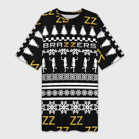 Платье-футболка 3D с принтом BRAZZERS НОВОГОДНИЙ | БРАЗЗЕРС в Тюмени,  |  | brand | brazzers | fake taxi | faketaxi | hub | mode | new year | playboy | бразерс | бренд | мода | новогодний | новогодний brazzers | новогодний браззерс | новый год | фейк такси