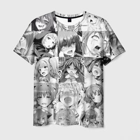 Мужская футболка 3D с принтом Faces from Hentai в Тюмени, 100% полиэфир | прямой крой, круглый вырез горловины, длина до линии бедер | ahegao | anime | kodome | manga | senpai | аниме | анимэ | ахегао | кодоме | манга | меха | сенпай | юри | яой
