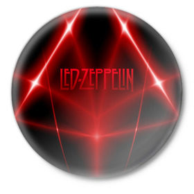 Значок с принтом Led Zeppelin в Тюмени,  металл | круглая форма, металлическая застежка в виде булавки | 