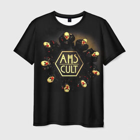 Мужская футболка 3D с принтом AHS Cult в Тюмени, 100% полиэфир | прямой крой, круглый вырез горловины, длина до линии бедер | Тематика изображения на принте: ahs | ahs cult | american horror story | american horror story cult | аиу | американская история ужасов | клоуны | страшно | ужасы
