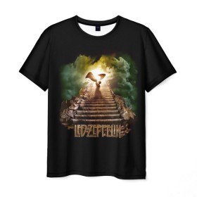 Мужская футболка 3D с принтом Led Zeppelin в Тюмени, 100% полиэфир | прямой крой, круглый вырез горловины, длина до линии бедер | led zeppelin | джимми пейдж | джон генри бонэм | джон пол джонс | лед зеппелин | роберт плант