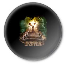Значок с принтом Led Zeppelin в Тюмени,  металл | круглая форма, металлическая застежка в виде булавки | Тематика изображения на принте: led zeppelin | джимми пейдж | джон генри бонэм | джон пол джонс | лед зеппелин | роберт плант