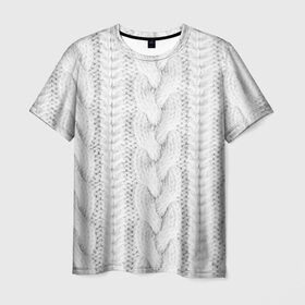 Мужская футболка 3D с принтом вязаный свитер в Тюмени, 100% полиэфир | прямой крой, круглый вырез горловины, длина до линии бедер | 