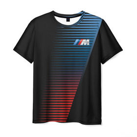 Мужская футболка 3D с принтом BMW 2018 Brand Colors Lines в Тюмени, 100% полиэфир | прямой крой, круглый вырез горловины, длина до линии бедер | 