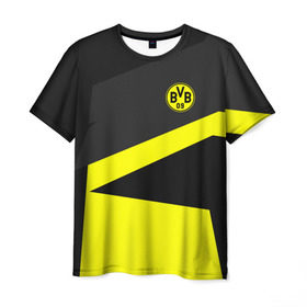 Мужская футболка 3D с принтом Borussia 2018 Geometry Sport в Тюмени, 100% полиэфир | прямой крой, круглый вырез горловины, длина до линии бедер | fc |  borussia dortmund | боруссия | спорт | спортивные | фк | футбол | футбольный клуб