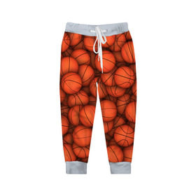 Детские брюки 3D с принтом Баскетбольные мячи в Тюмени, 100% полиэстер | манжеты по низу, эластичный пояс регулируется шнурком, по бокам два кармана без застежек, внутренняя часть кармана из мелкой сетки | basketball | баскетбол | мяч | мячик | оранжевый | паттерн | спорт | текстура