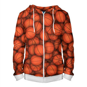 Мужская толстовка 3D на молнии с принтом Баскетбольные мячи в Тюмени, 100% полиэстер | длина до линии бедра, манжеты и пояс оформлены мягкой тканевой резинкой, двухслойный капюшон со шнурком для регулировки, спереди молния, по бокам два кармана | basketball | баскетбол | мяч | мячик | оранжевый | паттерн | спорт | текстура