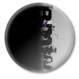 Значок с принтом BMW 2018 M Black Grey в Тюмени,  металл | круглая форма, металлическая застежка в виде булавки | Тематика изображения на принте: bmw | bmw motorsport | bmw performance | carbon | m | motorsport | performance | sport | бмв | карбон | моторспорт | спорт