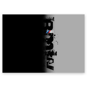 Поздравительная открытка с принтом BMW M BLACK GREY в Тюмени, 100% бумага | плотность бумаги 280 г/м2, матовая, на обратной стороне линовка и место для марки
 | bmw | bmw motorsport | bmw performance | carbon | m | motorsport | performance | sport | бмв | карбон | моторспорт | спорт