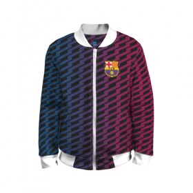 Детский бомбер 3D с принтом FC Barca 2018 Creative uniform в Тюмени, 100% полиэстер | застегивается на молнию, по бокам два кармана без застежек, мягкие манжеты, по низу бомбера и на воротнике — эластичная резинка | Тематика изображения на принте: fc | fc barcelona | fcb | барселона | спорт | спортивные | фк | футбол | футбольный клуб