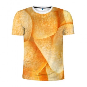 Мужская футболка 3D спортивная с принтом Чипсы в Тюмени, 100% полиэстер с улучшенными характеристиками | приталенный силуэт, круглая горловина, широкие плечи, сужается к линии бедра | чипсы