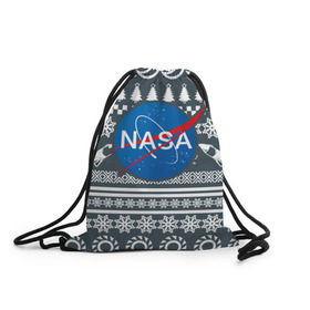 Рюкзак-мешок 3D с принтом Свитер NASA в Тюмени, 100% полиэстер | плотность ткани — 200 г/м2, размер — 35 х 45 см; лямки — толстые шнурки, застежка на шнуровке, без карманов и подкладки | Тематика изображения на принте: nasa | космос | логотип | наса | ракета