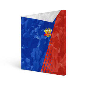 Холст квадратный с принтом RUSSIA - Tricolor Collection в Тюмени, 100% ПВХ |  | Тематика изображения на принте: russia | герб | россия | триколор | флаг