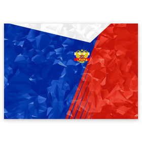 Поздравительная открытка с принтом RUSSIA - Tricolor Collection в Тюмени, 100% бумага | плотность бумаги 280 г/м2, матовая, на обратной стороне линовка и место для марки
 | Тематика изображения на принте: russia | герб | россия | триколор | флаг