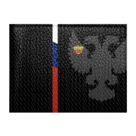 Обложка для студенческого билета с принтом RUSSIA - Black Collection в Тюмени, натуральная кожа | Размер: 11*8 см; Печать на всей внешней стороне | Тематика изображения на принте: russia | sport | герб | россия | спорт | триколор | флаг