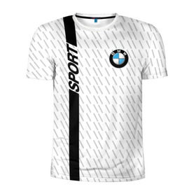 Мужская футболка 3D спортивная с принтом BMW 2018 White Sport в Тюмени, 100% полиэстер с улучшенными характеристиками | приталенный силуэт, круглая горловина, широкие плечи, сужается к линии бедра | Тематика изображения на принте: bmw | автомобильные | бмв | машины