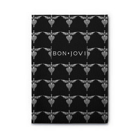 Обложка для автодокументов с принтом Bon Jovi в Тюмени, натуральная кожа |  размер 19,9*13 см; внутри 4 больших “конверта” для документов и один маленький отдел — туда идеально встанут права | bon | jovi | бон | джови