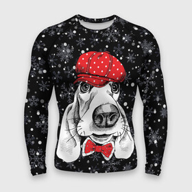 Мужской рашгард 3D с принтом Бассет хаунд в Тюмени,  |  | bow | breed | cap | christmas | dog | holiday | new year | red | wint | бант | бассет хаунд | белый | взгляд | горошек | зима | красный | новый год | порода | праздник | рождество | снег | снежинки | собака | фуражка