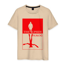 Мужская футболка хлопок с принтом The Upside Down в Тюмени, 100% хлопок | прямой крой, круглый вырез горловины, длина до линии бедер, слегка спущенное плечо. | Тематика изображения на принте: stranger things | очень странные дела