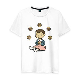 Мужская футболка хлопок с принтом Eggos в Тюмени, 100% хлопок | прямой крой, круглый вырез горловины, длина до линии бедер, слегка спущенное плечо. | stranger things | очень странные дела