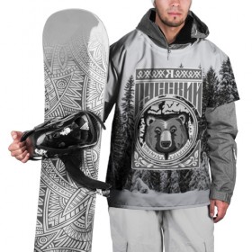 Накидка на куртку 3D с принтом Медведь в Тюмени, 100% полиэстер |  | Тематика изображения на принте: лес | медведь | русь | я русский